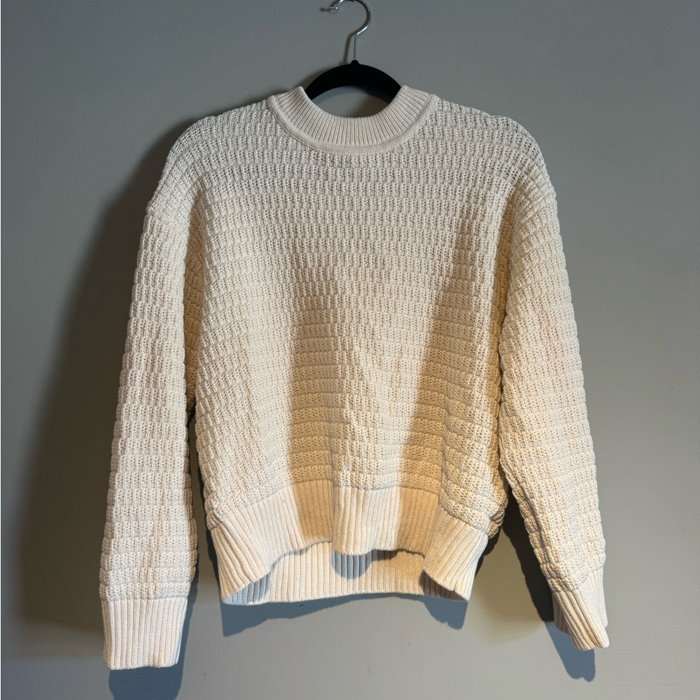 Reformation Cream Textured Knit Crewneck Sweater XS